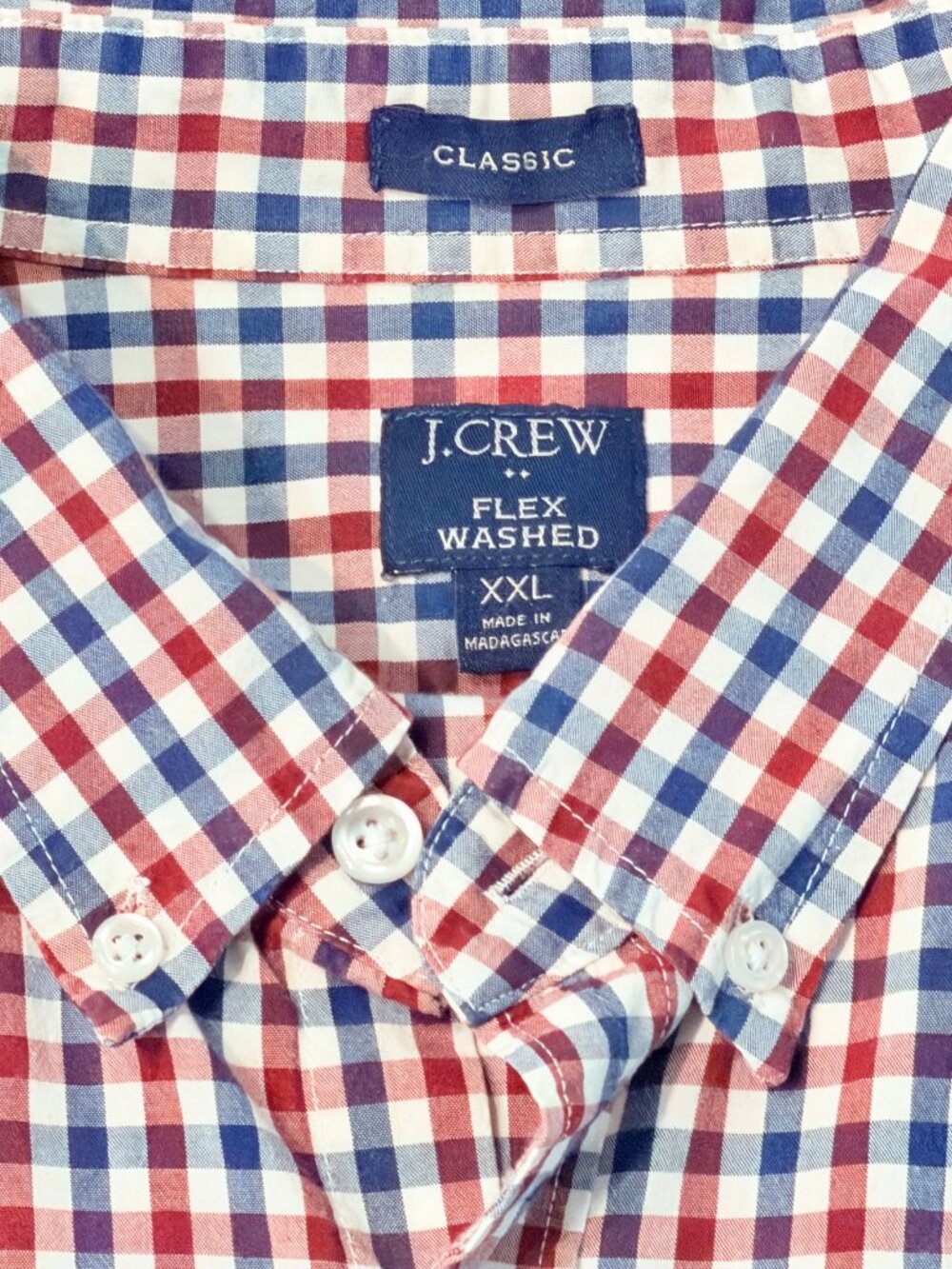 J.Crew Flex Washed Classic Fit Gingham Check Shirt XXL